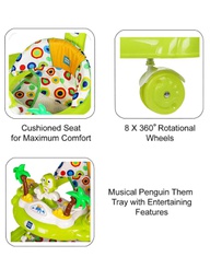 MEEMEE SIMPLE STEP BABY WALKER WITH PUSH HANDLE, FOOT MAT & STOPPER (GREEN)