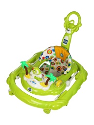 MEEMEE SIMPLE STEP BABY WALKER WITH PUSH HANDLE, FOOT MAT & STOPPER (GREEN)