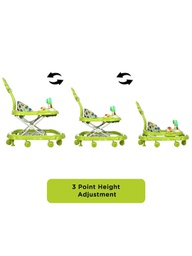 MEEMEE SIMPLE STEP BABY WALKER WITH PUSH HANDLE, FOOT MAT & STOPPER (GREEN)