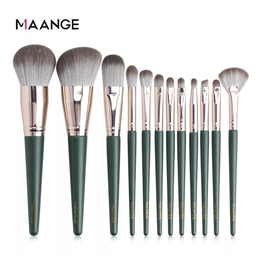 MAANGE 12pcs Makeup Brushes Set Cosmetics Foundation Powder Eyeshadow Concealer Blush with Fan Make Up Brush Kit Tools