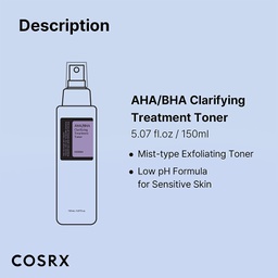 COSRX AHA/BHA CLARIFYING TREATMENT TONER, 5.07 FL.OZ / 150ML