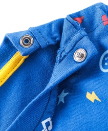 BABYHUG KNIT T-SHIRT WITH EMOJI PRINT - BLUE (6-9 MONTHS)