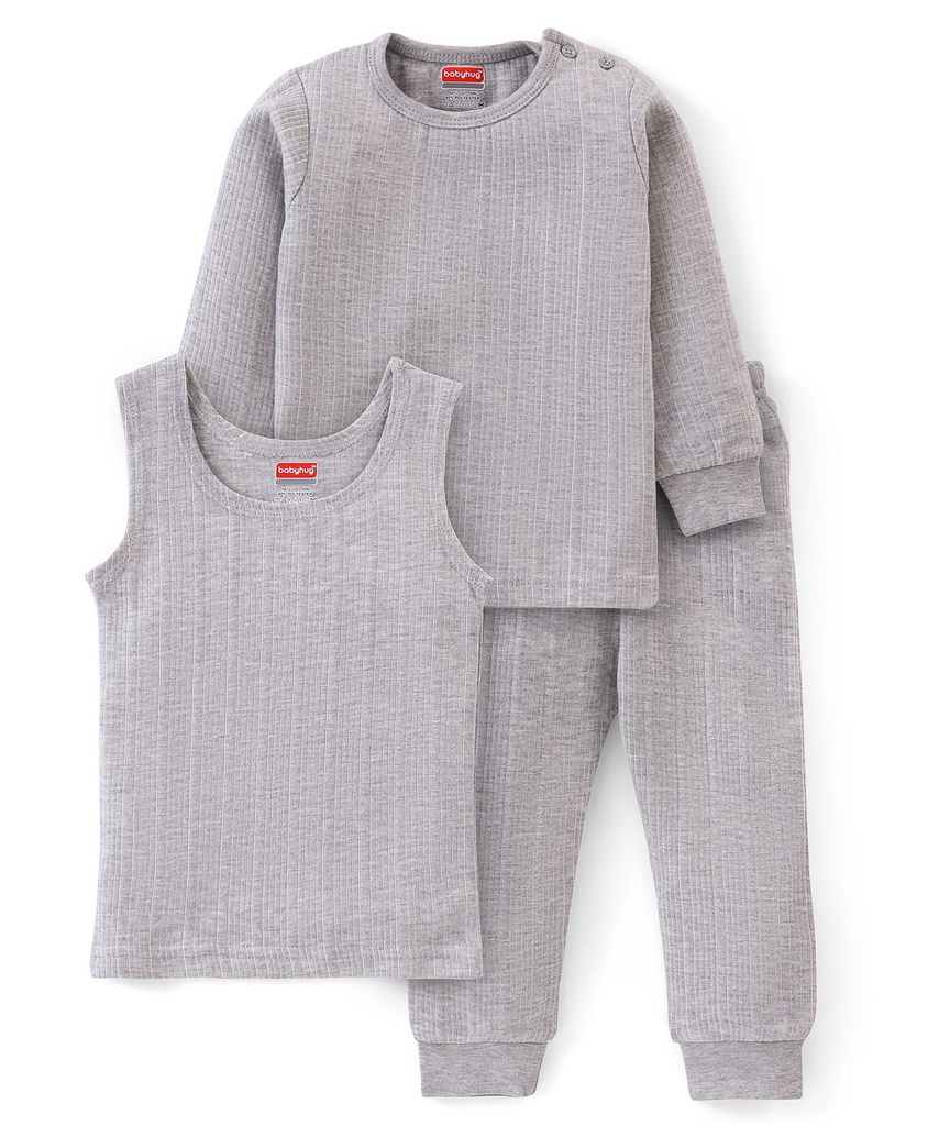 Babyhug Cotton Full Length Thermal Leggings Solid- Dark Navy