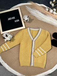 LITTLEFASHIONISTA V NECK WOOLEN CARDIGAN-YELLOW (6-9 MONTHS)