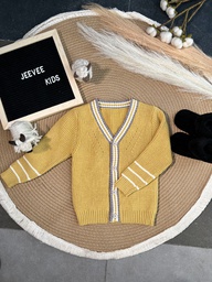LITTLEFASHIONISTA V NECK WOOLEN CARDIGAN-YELLOW (6-9 MONTHS)