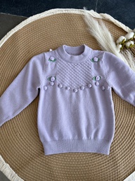 LITTLEFASHIONISTA ROUND NECK SWEATER-LAVENDER (9-12 MONTHS)