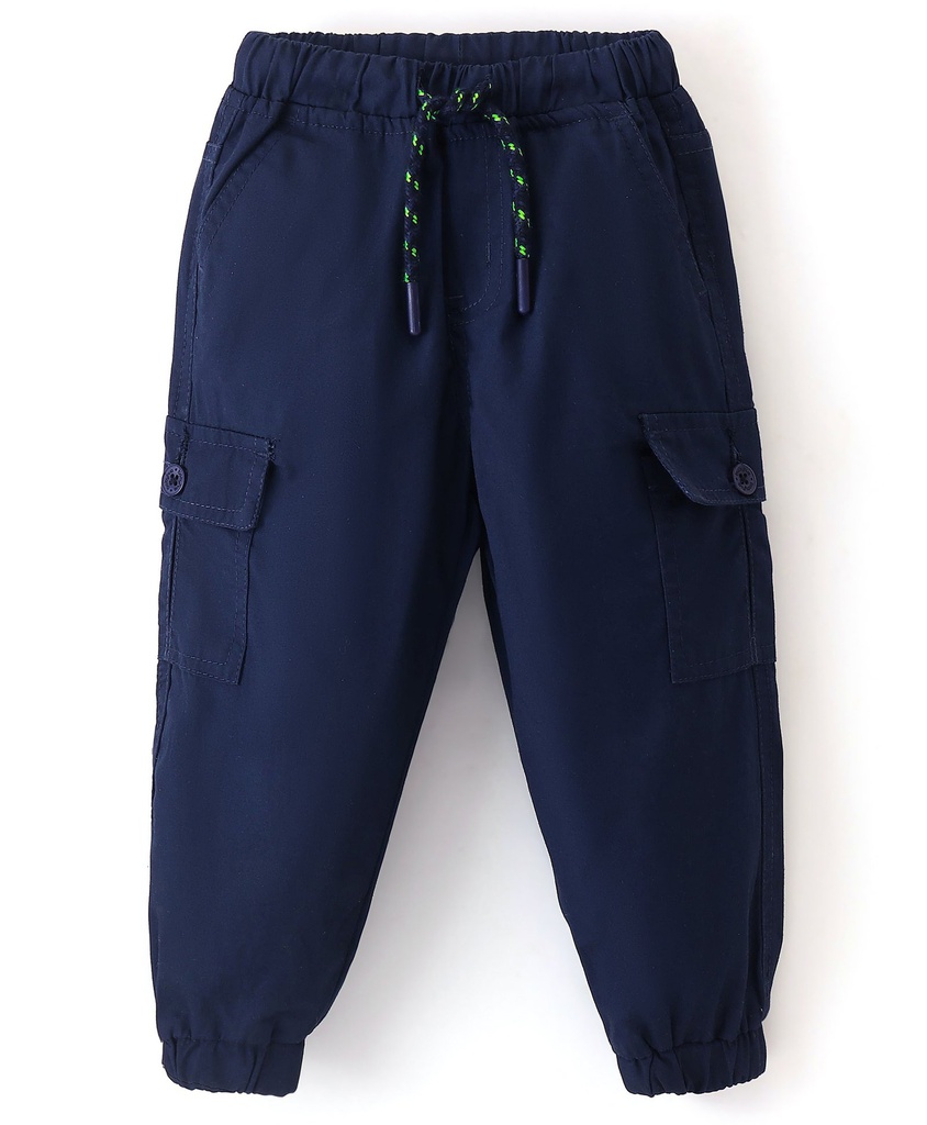 Babyhug Denim Washed Full Length  Jogger with Stretch - Dark Blue