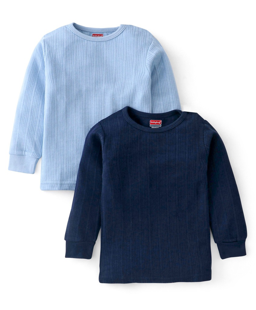 Babyhug Thermal Full Sleeves Solid Front Open Vest - Dark Navy main image 0