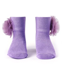 BABYOYE SOCK FLORAL APPLIQUE PACK OF 2-PURPLE&PEACH (6-12 MONTHS)