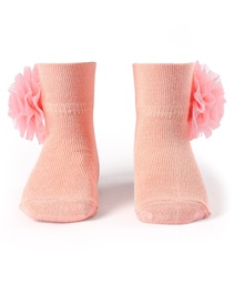 BABYOYE SOCK FLORAL APPLIQUE PACK OF 2-PURPLE&PEACH (6-12 MONTHS)