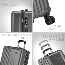 SAFARI RYDER 55CM POLYCARBONATE HARD LUGGAGE 8 WHEELS SMALL