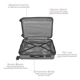 SAFARI RYDER 55CM POLYCARBONATE HARD LUGGAGE 8 WHEELS SMALL