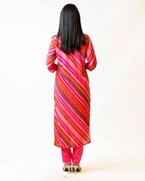 RANG PINK EMBROIDERED RUSSIAN SILK KURTA SET  - PINK (XXL)