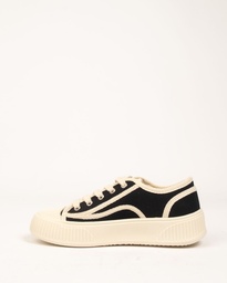 WASABI LACE-UP CANVAS SHOES - BLACK / WHITE  (EU:35)