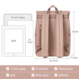 MAH SIRO PU LEATHER WATERPROOF TRAVEL BACKPACK UNISEX (GREY)