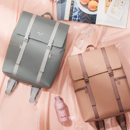 MAH SIRO PU LEATHER WATERPROOF TRAVEL BACKPACK UNISEX (GREY)