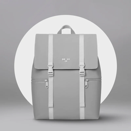 MAH SIRO PU LEATHER WATERPROOF TRAVEL BACKPACK UNISEX (GREY)
