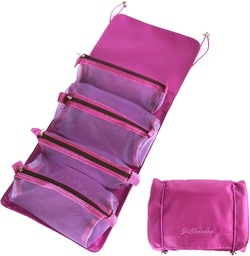 Rolling Makeup Pouch Organizer with Detachable Mesh Bags-Purple
