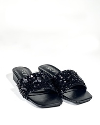 SALT RHINESTONE SQUARE HEAD SLIP ON - BLACK (EU:36)
