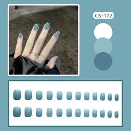 24Pcs Moody Blue Press On Nails With Glue & File Cs172