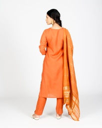 AADHYA ORANGE COTTON KURTI SET (L)