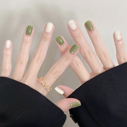 24Pcs Matcha Mousse Press On Nails With Glue & File Cs236