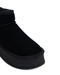 WASABI MUI FAUX FUR FLAT ANCKLE BOOTS - BLACK (EU:36)