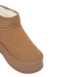 WASABI MUI FAUX FUR FLAT ANCKE BOOTS - BROWN (EU:37)
