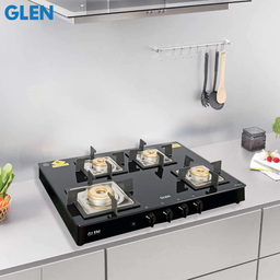 GLEN 4 BURNER GLASS GAS STOVE (1048 SQ GT AI FB BLK)