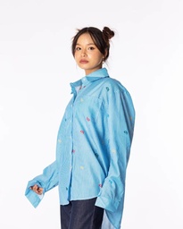 WASABI BLUE VERTICAL STRIPED SHIRT - BLUE