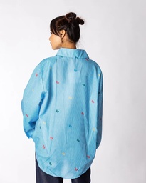 WASABI BLUE VERTICAL STRIPED SHIRT - BLUE