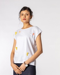 SALT FAIR WHITE YELLOW SPARK HALF T-SHIRT - WHITE (S)