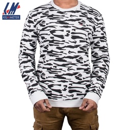 KILOMETER BLACK ROUND NECK SWEAT SHIRT KM ST B2 - WHITE (XXXL)