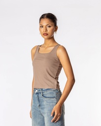SALT SQUARE NECK SANDOW TOP - BROWN