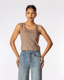 SALT SQUARE NECK SANDOW TOP - BROWN