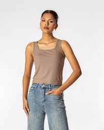 SALT SQUARE NECK SANDOW TOP - BROWN