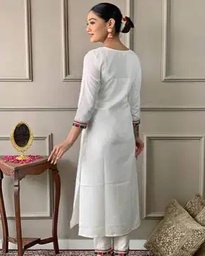 RANG WHITE SCHIFFLI KURTA SET WITH BANDHANI DUPATTA - WHITE (S)