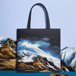 MAH QIANSHAN MOUNTAIN TWILIGHT SNOW PRINTING TOTE BAG M232766S