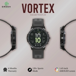 GREEN VORTEX METALLIC FITNESS SMARTWATCH (BLACK)