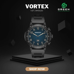 GREEN VORTEX METALLIC FITNESS SMARTWATCH (BLACK)