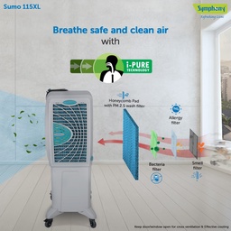 SYMPHONY SUMO 115 XL DESERT AIR COOLER FOR HOME WITH HONEYCOMB