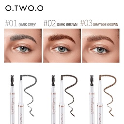 O.TWO.O DOUBLE HEAD WATERPROOF EYEBORW PENCIL-01 DARK GRAY