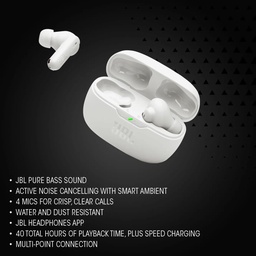 JBL WAVE BEAM 2 EARBUDS WIRELESS BLUETOOTHV5.3 ANC EARBUD (WHITE)