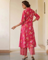 AADHYA PINK FLORAL KURTA SETS (M)
